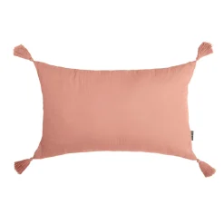 Coussin rectangulaire gaze de coton (40 x 60 cm) Gaïa Rose pêche