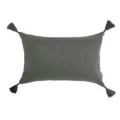 Coussin rectangulaire gaze de coton (40 x 60 cm) Gaïa Gris granit