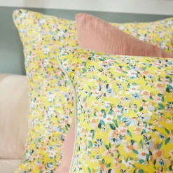 Coussin rectangulaire gaze de coton (40 x 60 cm) Abigaël Jaune