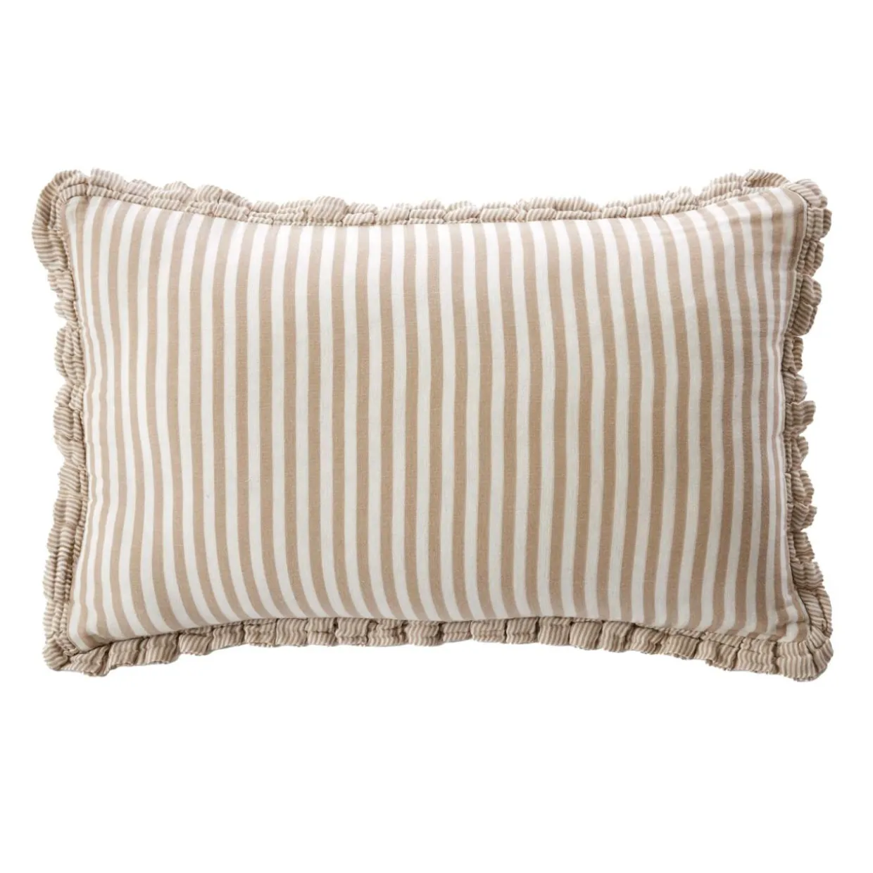 Coussin rectangulaire gaze de coton (40 x 60 cm) Gaïa rayures Ficelle