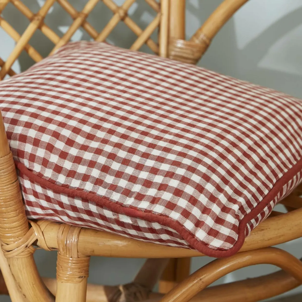 Coussin rectangulaire gaze de coton (40 x 60 cm) Gaïa vichy Terracotta