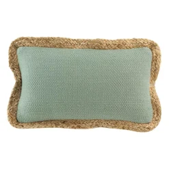 Coussin rectangulaire jute et coton (30 x 50 cm) Akina Vert sauge