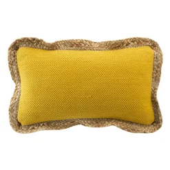 Coussin rectangulaire jute et coton (30 x 50 cm) Akina Jaune ocre