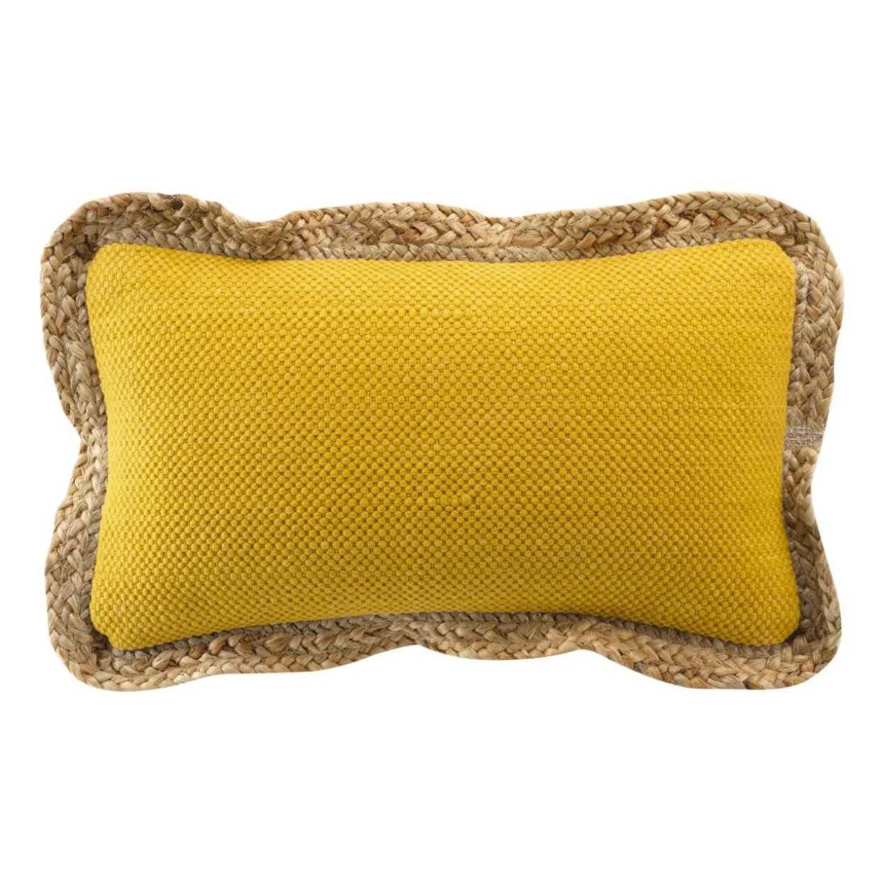 Coussin rectangulaire jute et coton (30 x 50 cm) Akina Jaune ocre