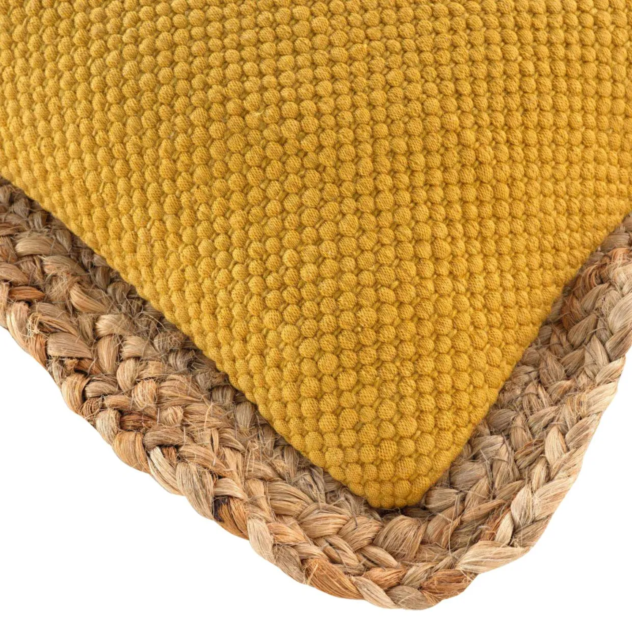 Coussin rectangulaire jute et coton (30 x 50 cm) Akina Jaune ocre