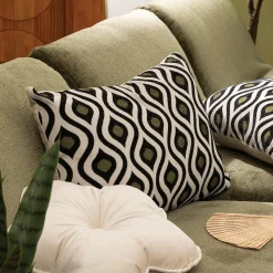 Coussin rectangulaire polycoton (35 x 58 cm) Twist Noir