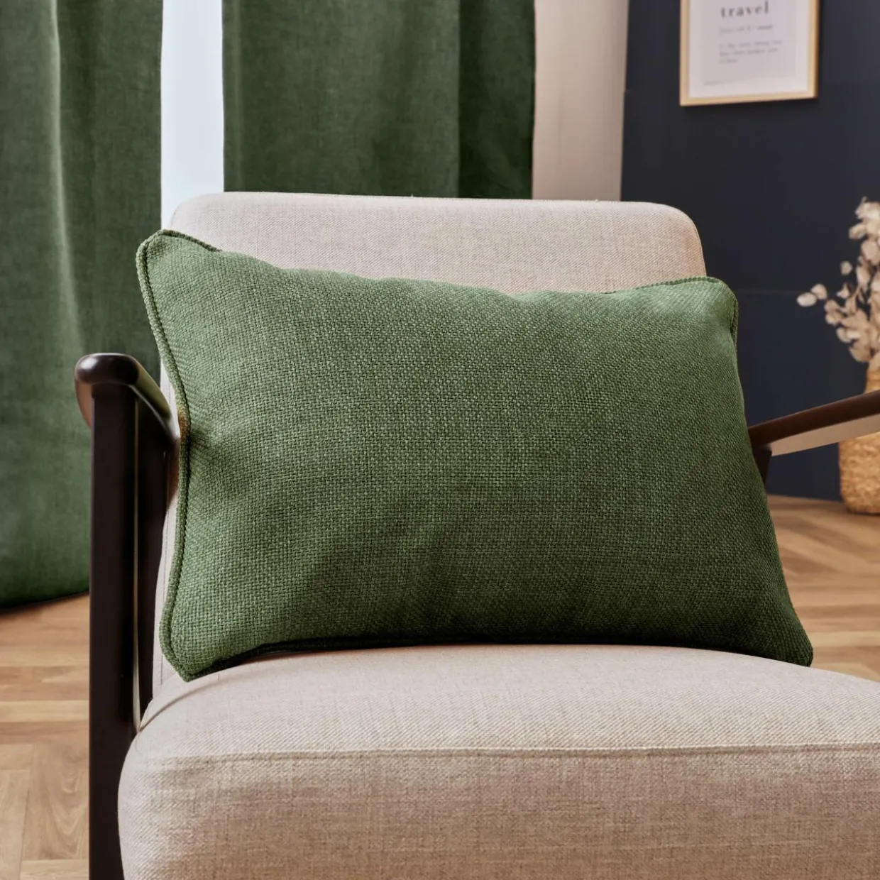 Coussin rectangulaire tissé (40 x 60 cm) Alba Vert kaki