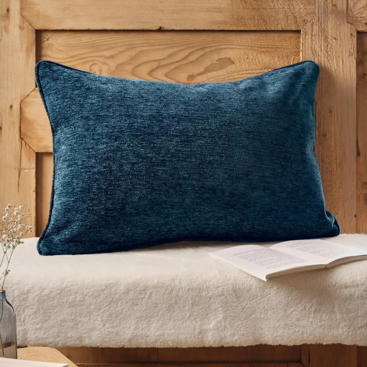 Coussin rectangulaire tissé (40 x 60 cm) Magnus Bleu nuit