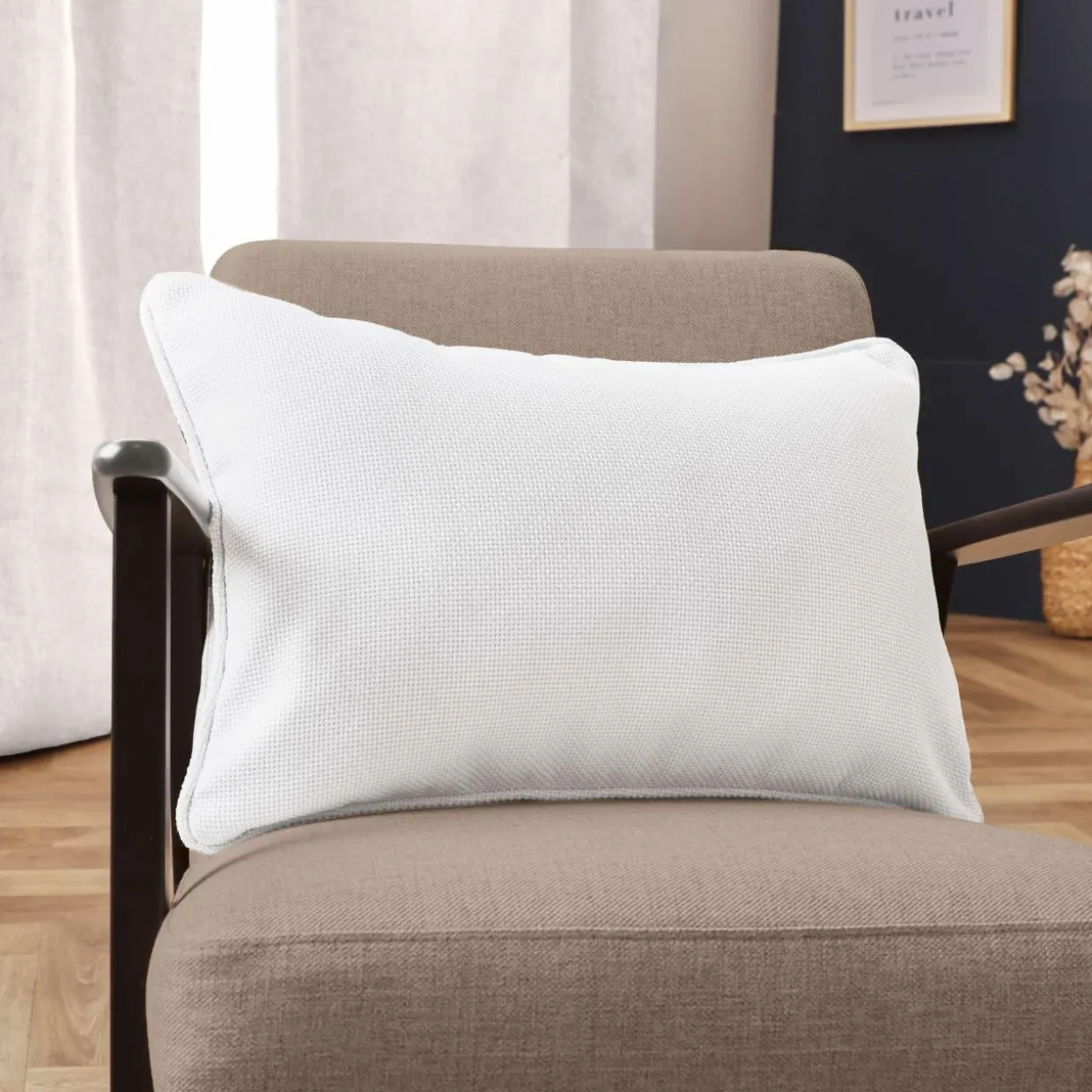 Coussin rectangulaire tissé (40 x 60 cm) Alba Blanc perle