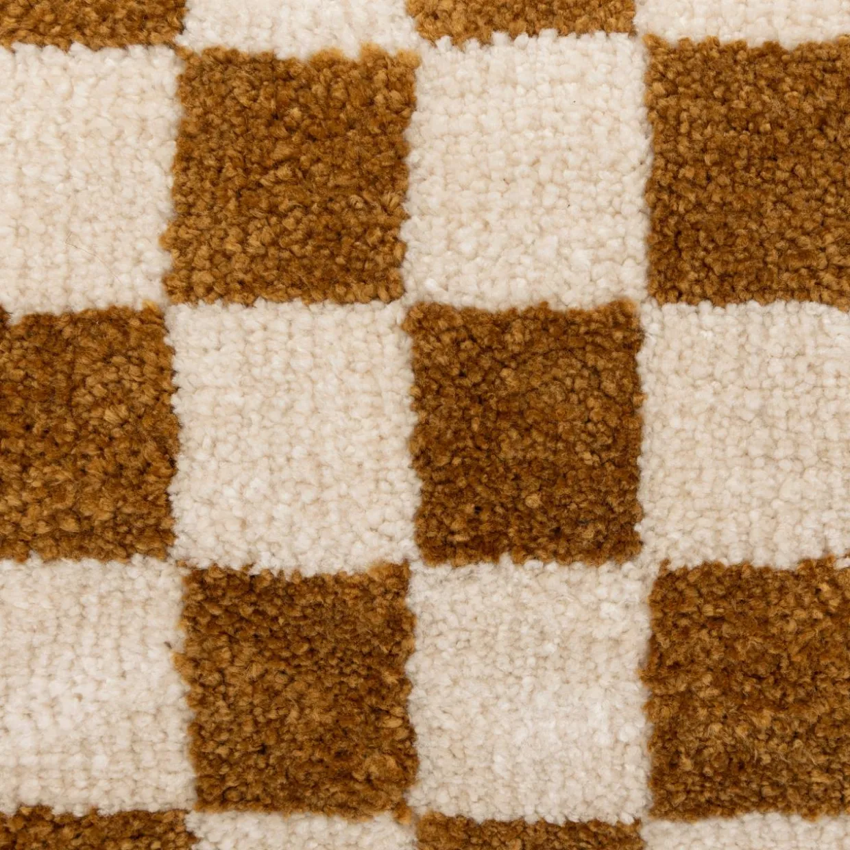 Coussin rectangulaire tufté (38 x 58 cm) Damier Jaune ocre