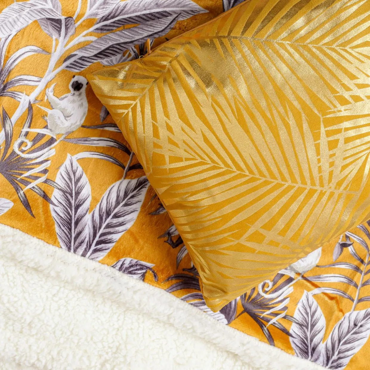 Coussin rectangulaire velours (30 x 50 cm) Or Tropic Jaune ocre