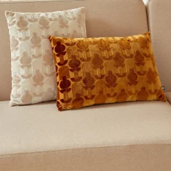 Coussin rectangulaire velours (30 x 50 cm) Luna Jaune ocre