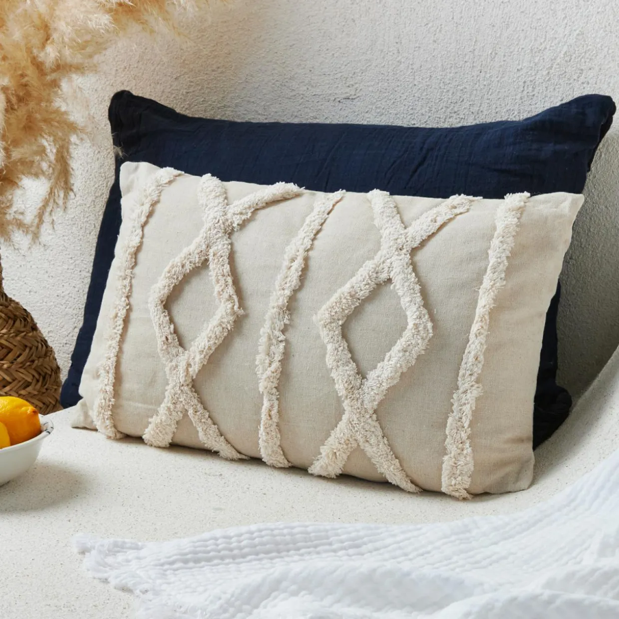 Coussin rectangulaire (30 x 50 cm) Safira Ecru