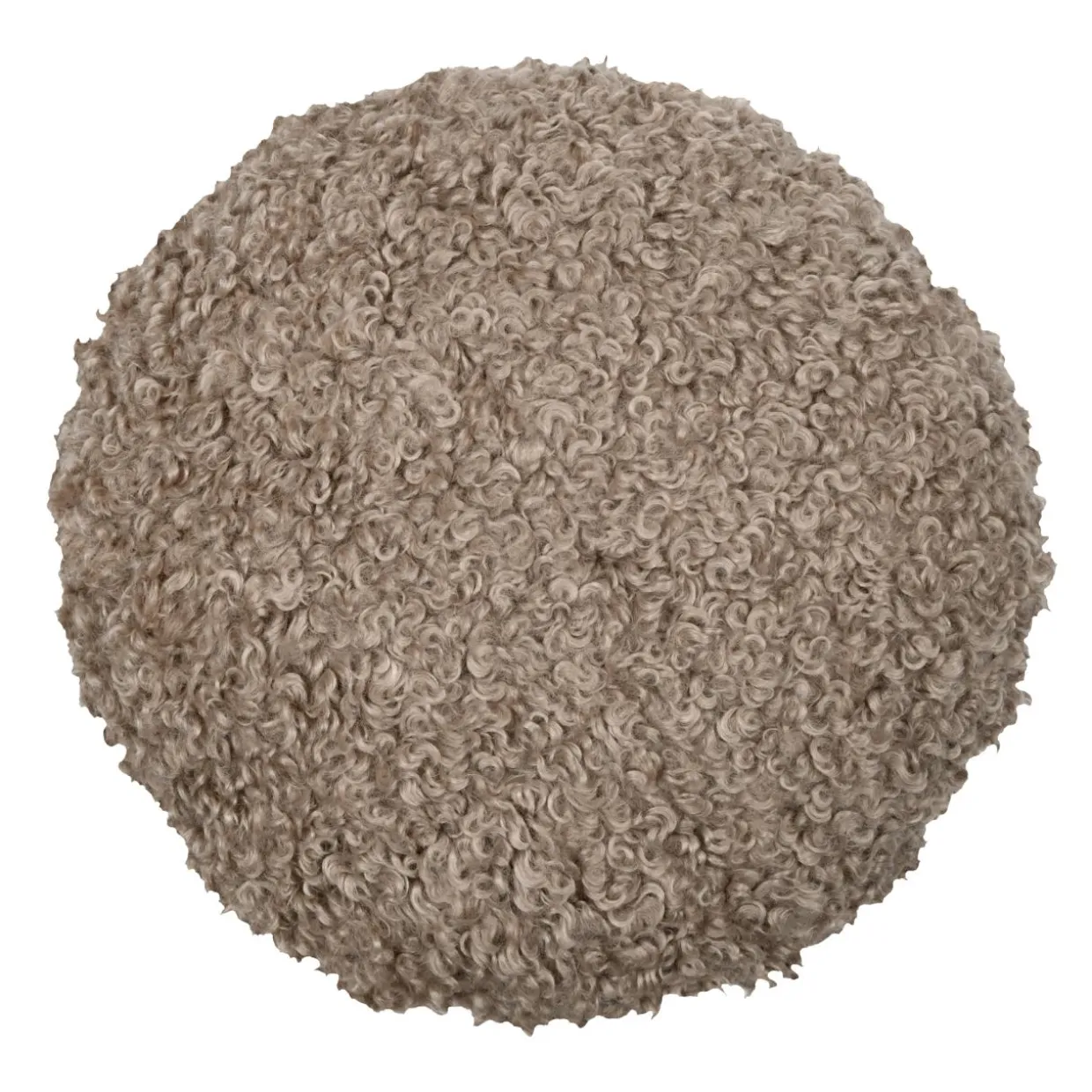 Coussin rond bouclette (40 cm) Cosylife Taupe