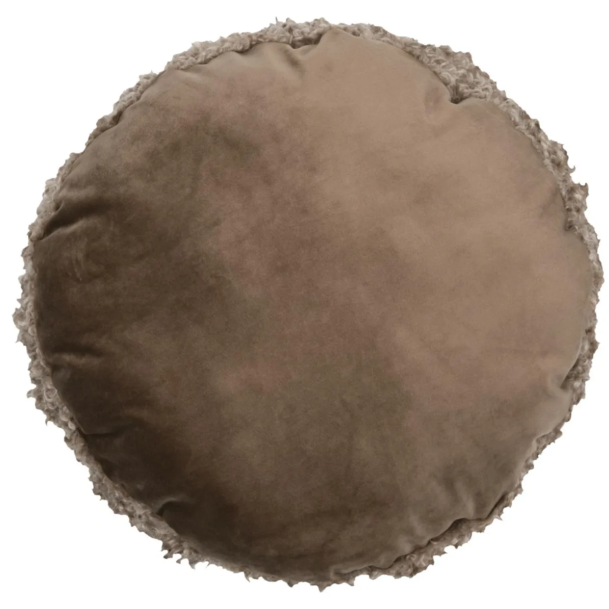 Coussin rond bouclette (40 cm) Cosylife Taupe