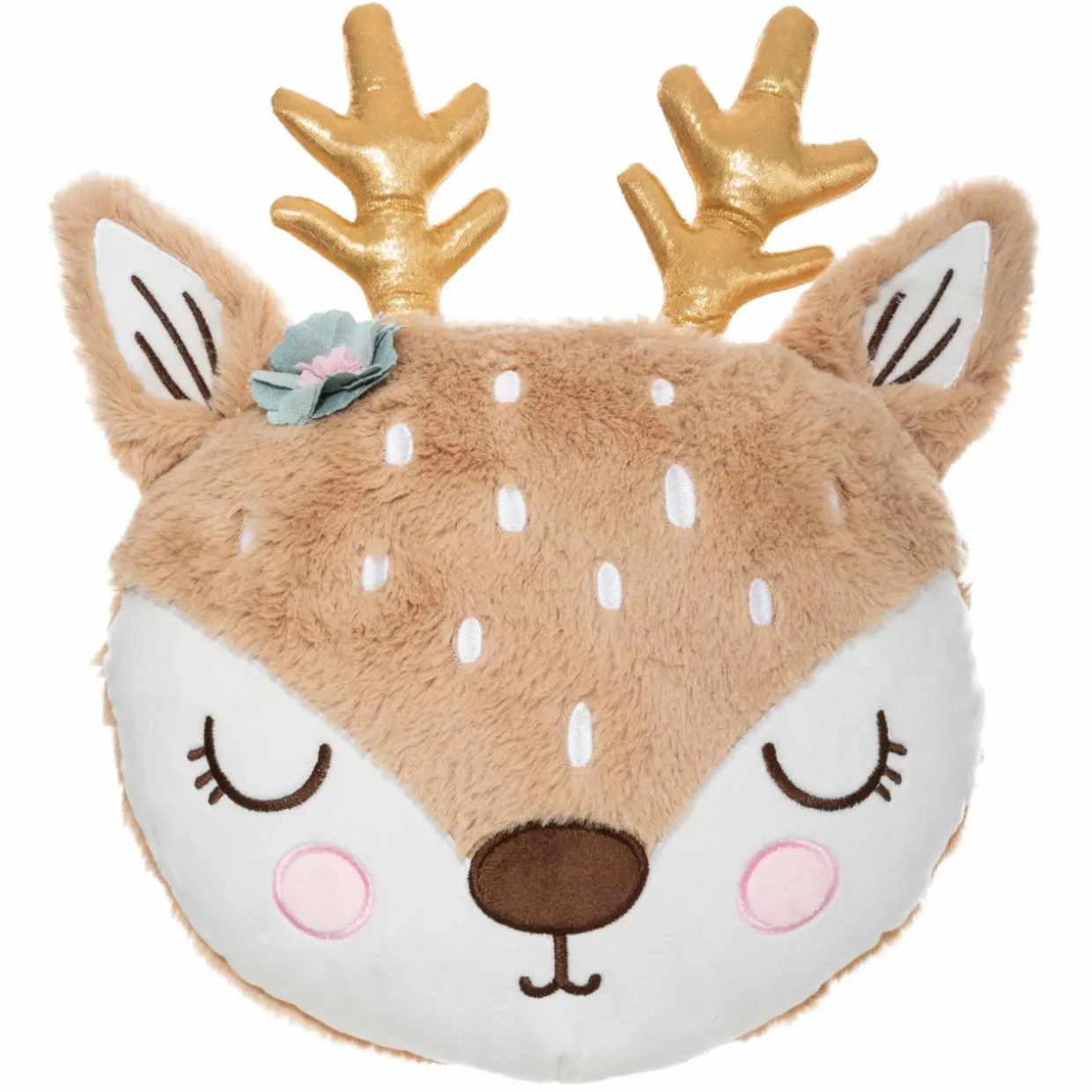 Coussin rond enfant (30 cm) Tête de Biche Taupe
