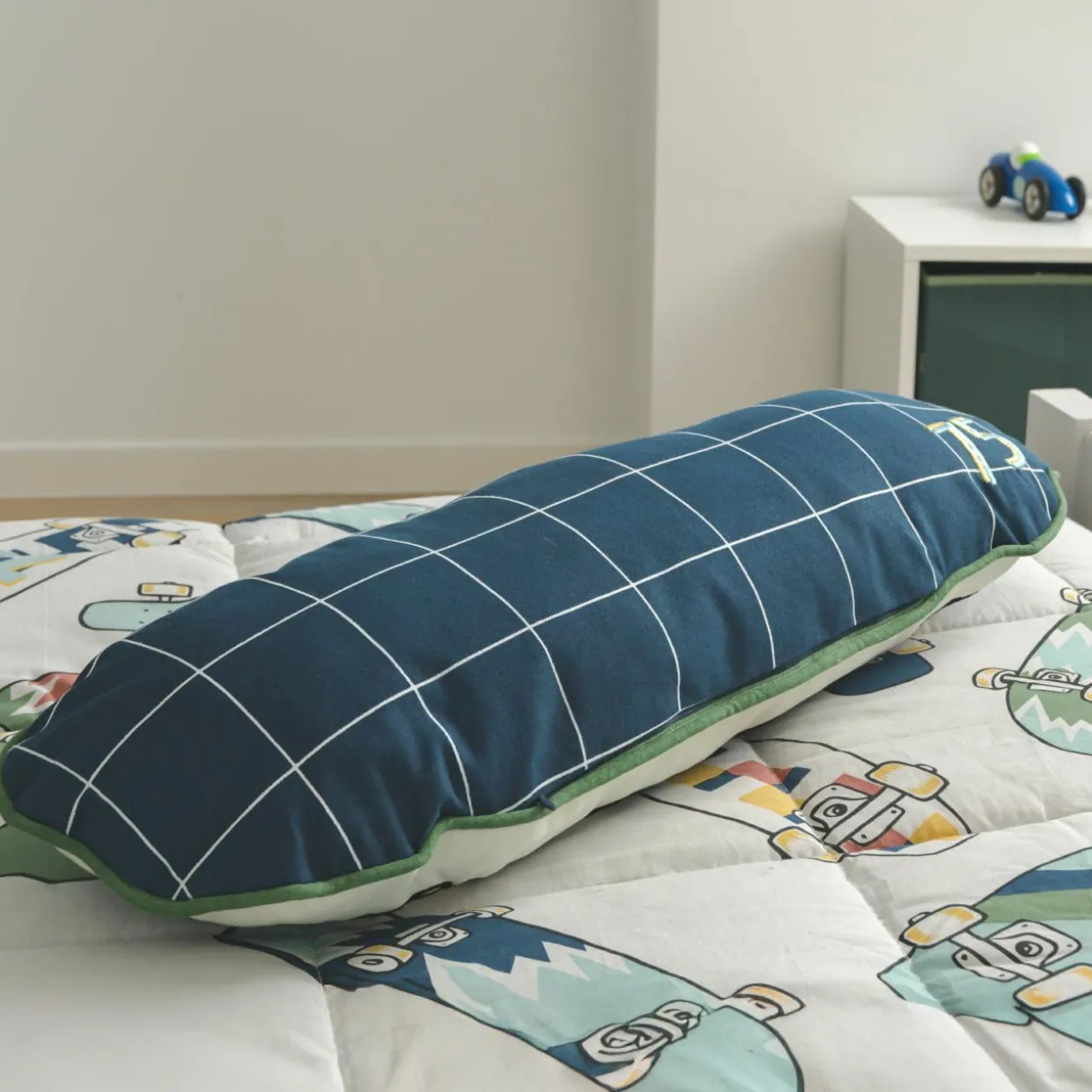Coussin rond enfant coton (65 x 25 cm) California Bleu