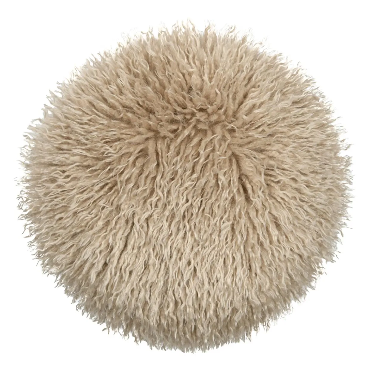 Coussin rond fausse fourrure (40 cm) Cosylife Beige