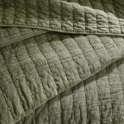 Couvre-lit coton matelassé (220 x 240 cm) Lena Vert romarin