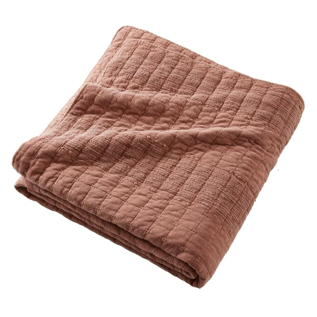Couvre-lit coton matelassé (240 x 260 cm) Lena Terracotta