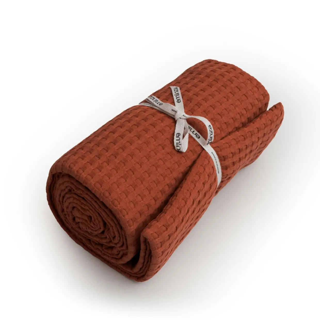 Couvre-lit coton nid d'abeille (180 x 220 cm) Maya Terracotta