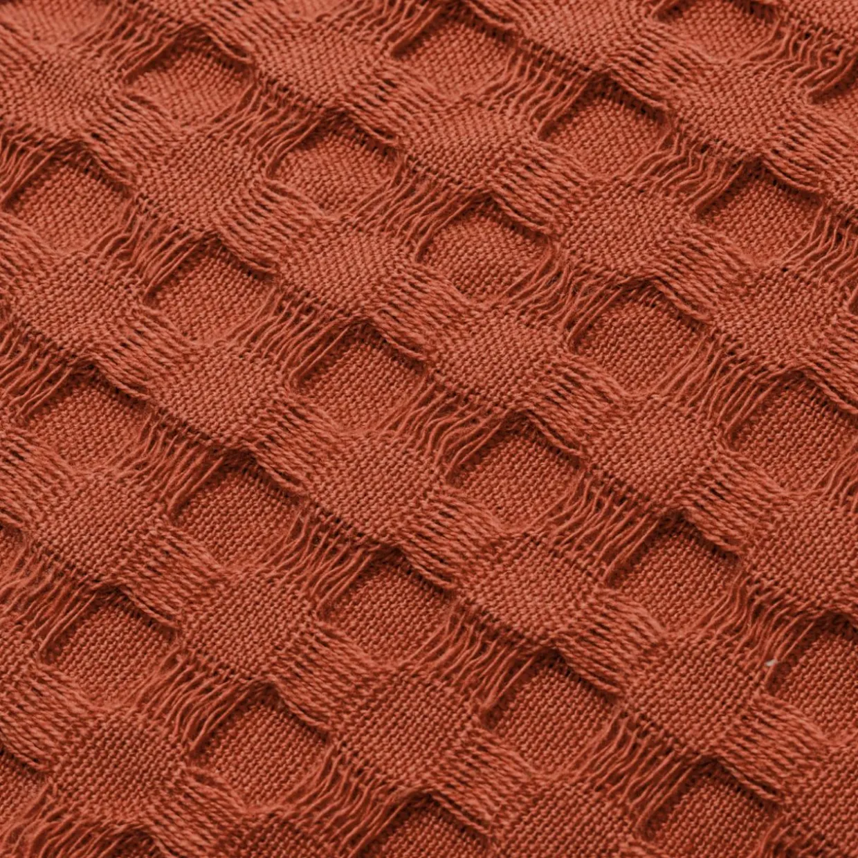 Couvre-lit coton nid d'abeille (220 x 250 cm) Maya Terracotta