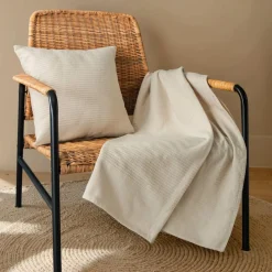 Couvre-lit coton tissé (180 x 220 cm) Léa Beige pampa