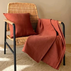 Couvre-lit coton tissé (220 x 250 cm) Léa Terracotta