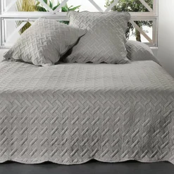 Couvre-lit et taies d'oreiller (250 x 260 cm) Californie Gris clair