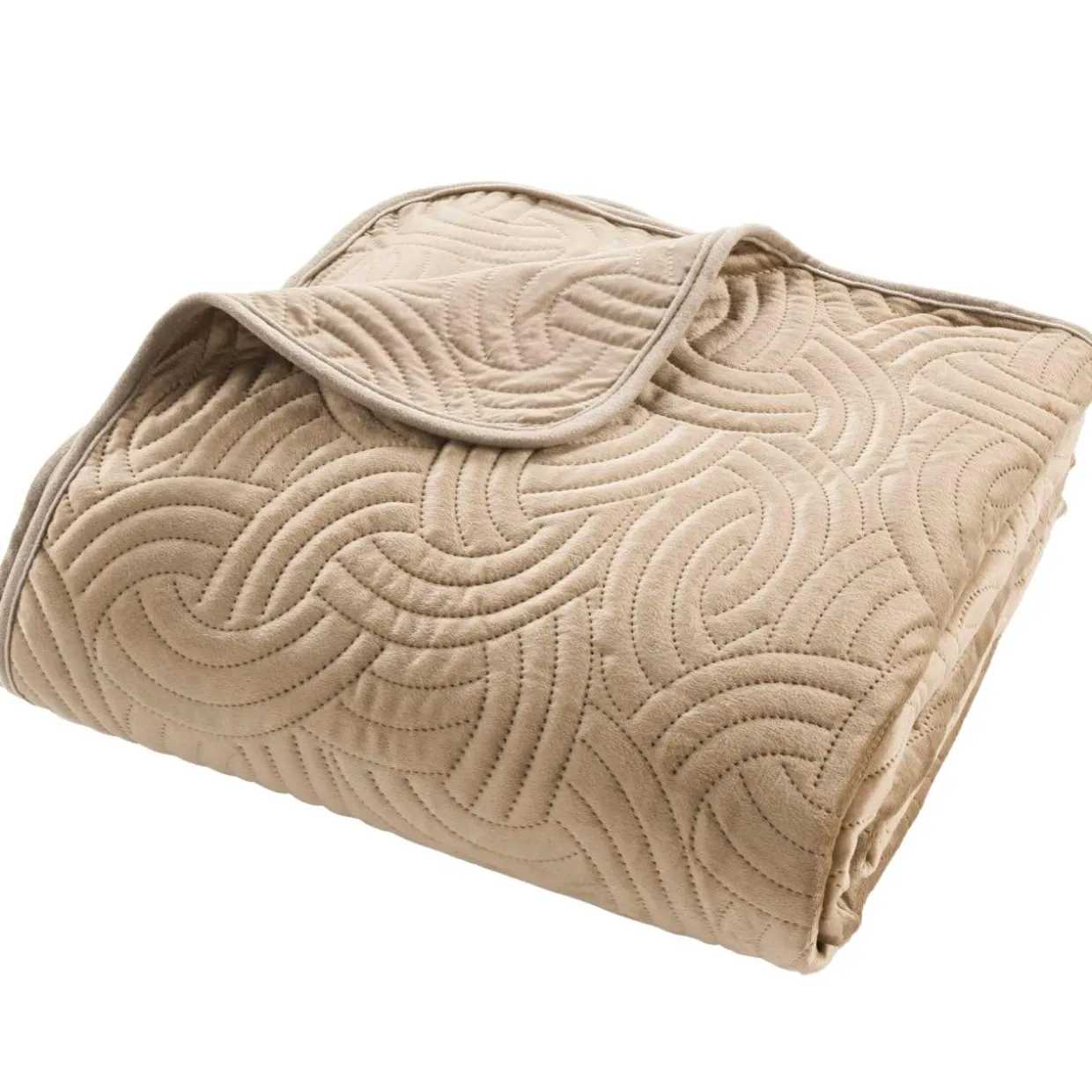 Couvre-lit matelassé et deux taies d'oreiller (240 x 260 cm) Solange Beige