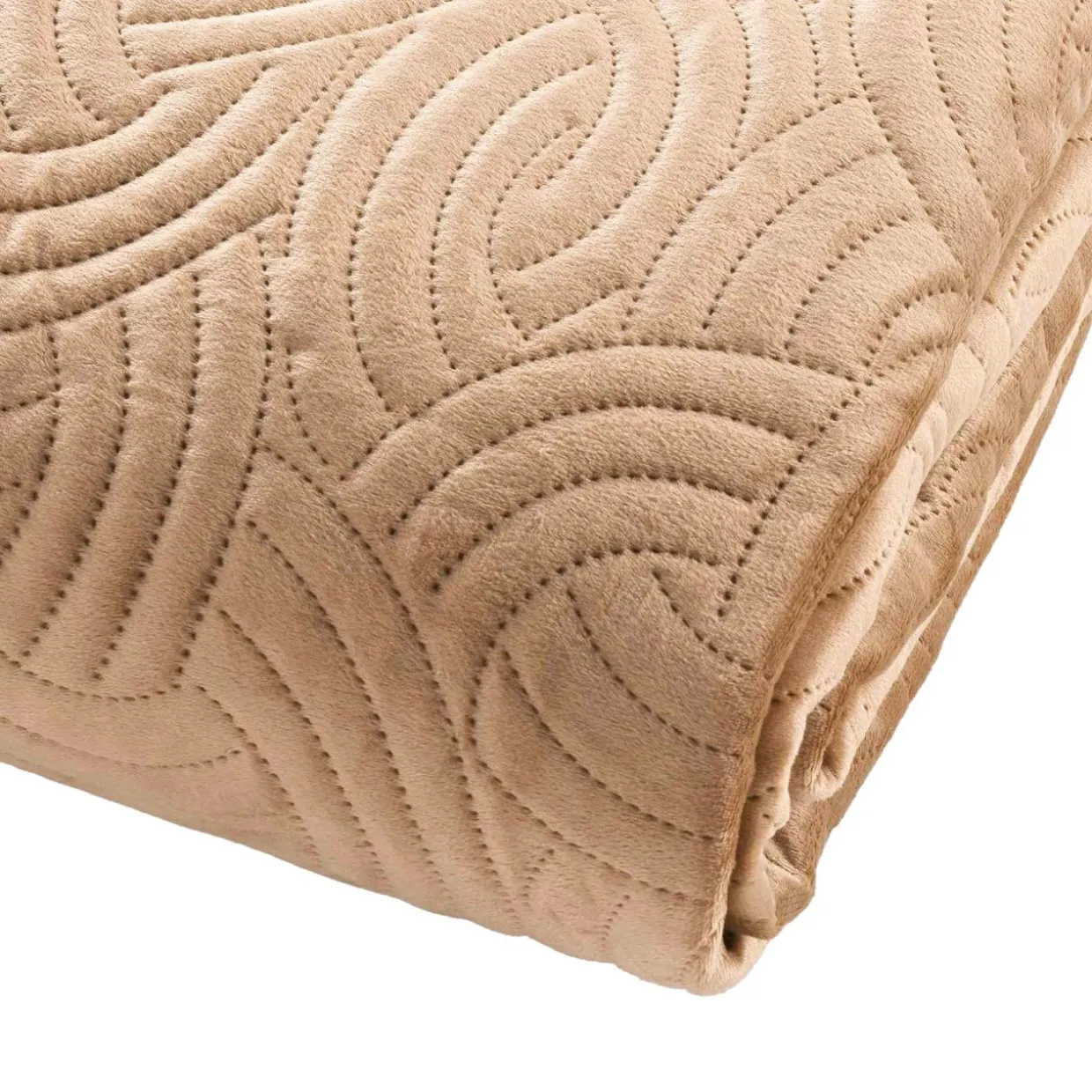 Couvre-lit matelassé et deux taies d'oreiller (240 x 260 cm) Solange Beige