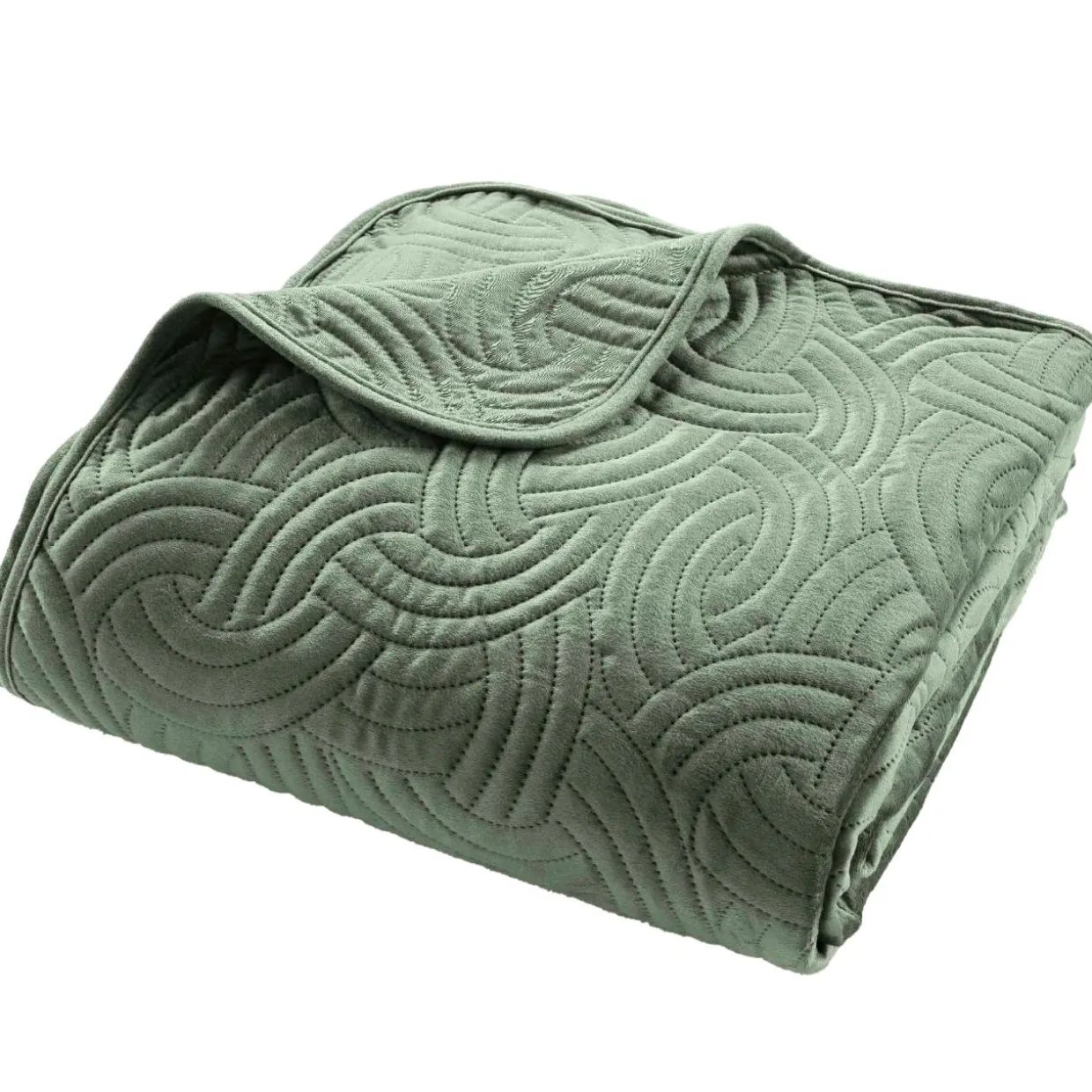 Couvre-lit matelassé et deux taies d'oreiller (240 x 260 cm) Solange Vert cédre