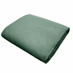 Couvre-lit matelassé et deux taies d'oreiller (220 x 240 cm) Romane Vert cédre