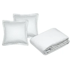 Couvre-lit matelassé et deux taies d'oreiller (240 x 220 cm) Cléo Blanc