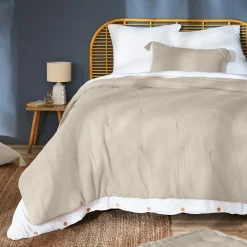 Couvre-lit matelassé gaze de coton (240 x 220 cm) Gaïa Beige pampa