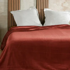 Couvre lit velours (240 x 260 cm) Gaufré Terracotta