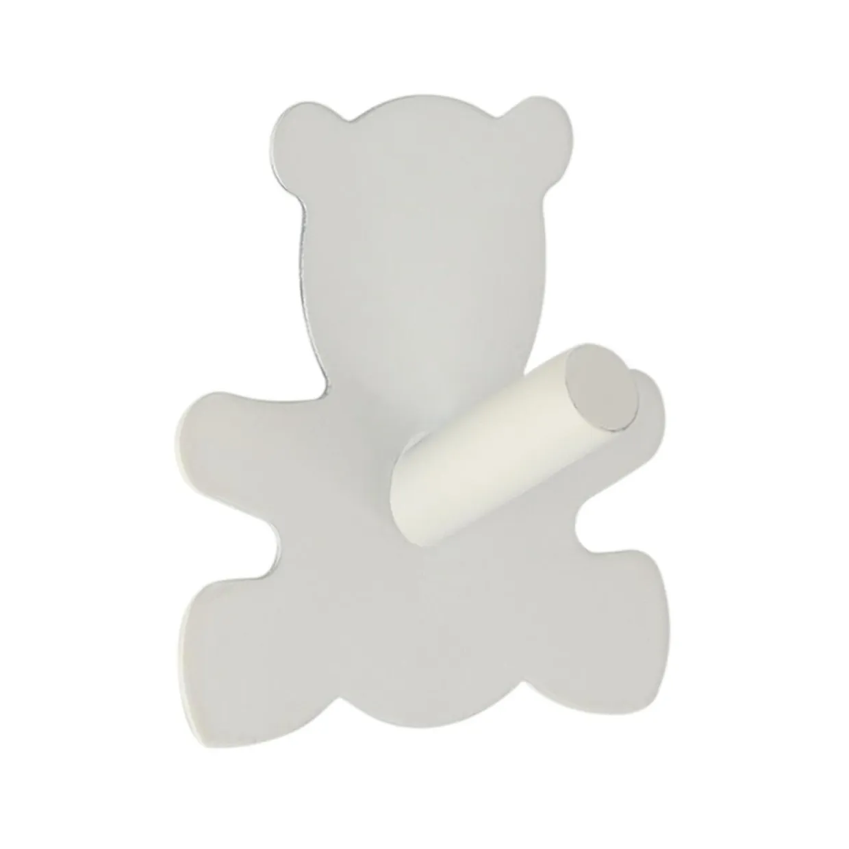 Crochet adhésif 3M acier inoxydable (H15 cm) Ourson Blanc