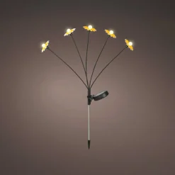 Décoration lumineuse Solaire à piquer au sol (H60 cm) Marguerites Jaune et blanc chaud