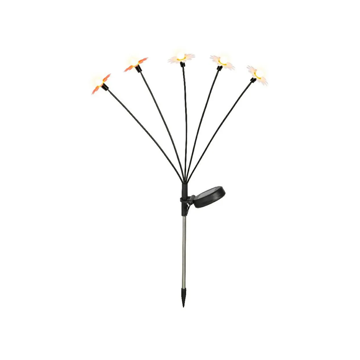 Décoration lumineuse Solaire à piquer au sol (H60 cm) Marguerites Rouge et blanc chaud