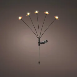 Décoration lumineuse Solaire à piquer au sol (H60 cm) Papillons Rouge et blanc chaud