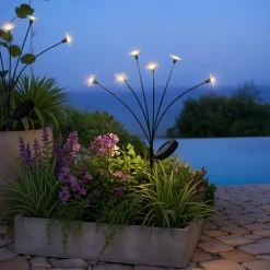 Décoration lumineuse Solaire à piquer au sol (H70 cm) Flowers Blanc chaud