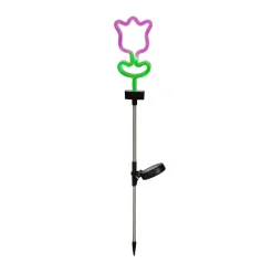 Décoration lumineuse Solaire à piquer au sol (H70 cm) Tulipe néon Multicolore