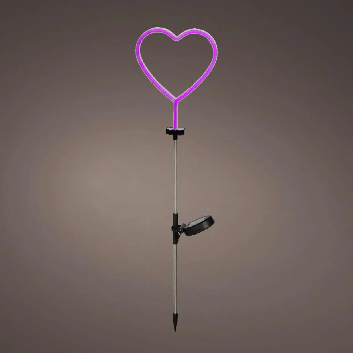 Décoration lumineuse Solaire à piquer au sol (H82 cm) Coeur néon Rose