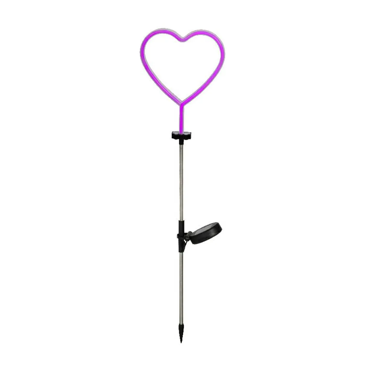 Décoration lumineuse Solaire à piquer au sol (H82 cm) Coeur néon Rose