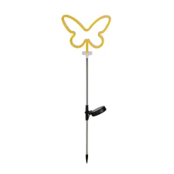 Décoration lumineuse Solaire à piquer au sol (H85 cm) Papillon néon Jaune