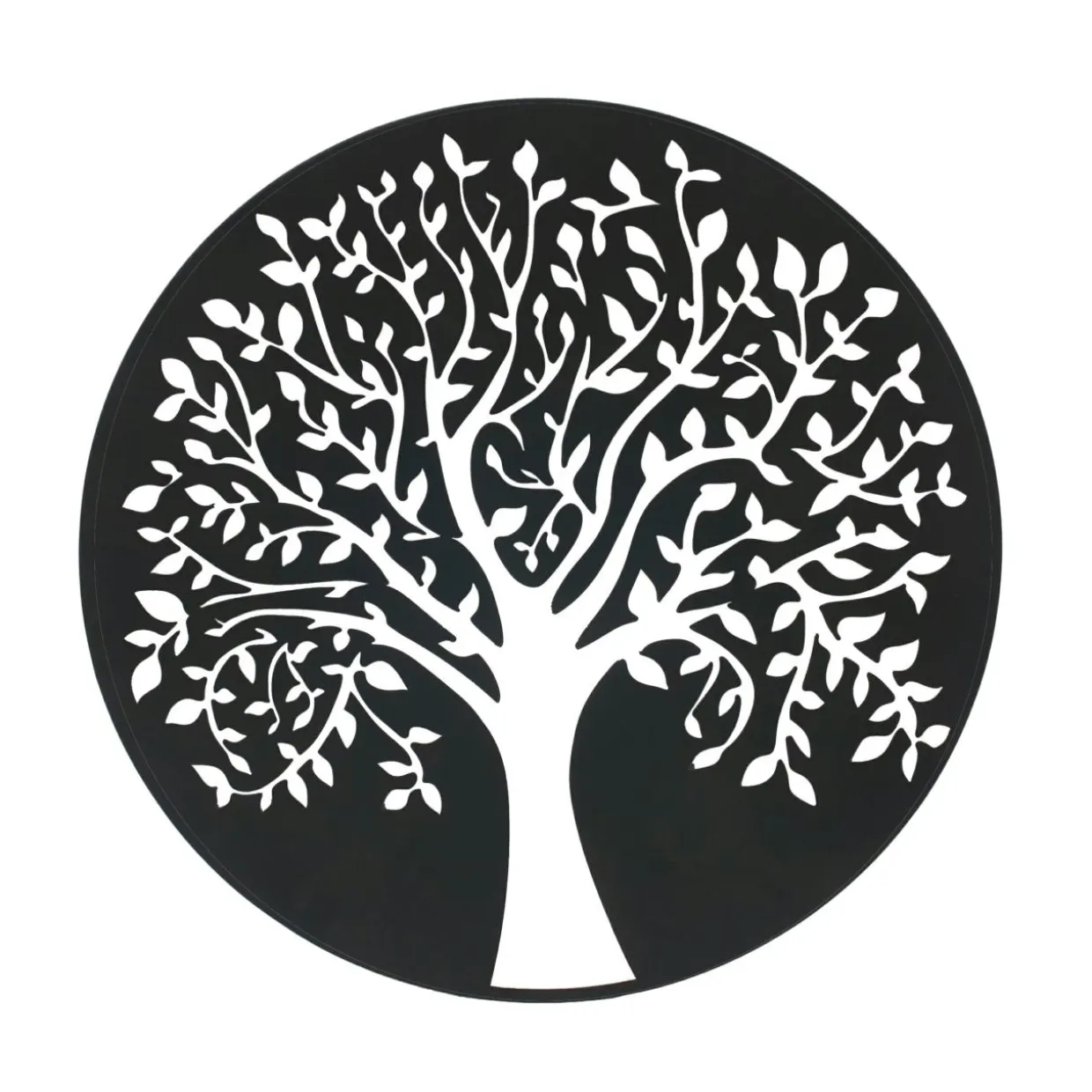 Décoration murale ronde en métal (D60 cm) Arbre de vie Noir