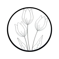 Décoration murale ronde en métal (D46 cm) Tulipe Noir