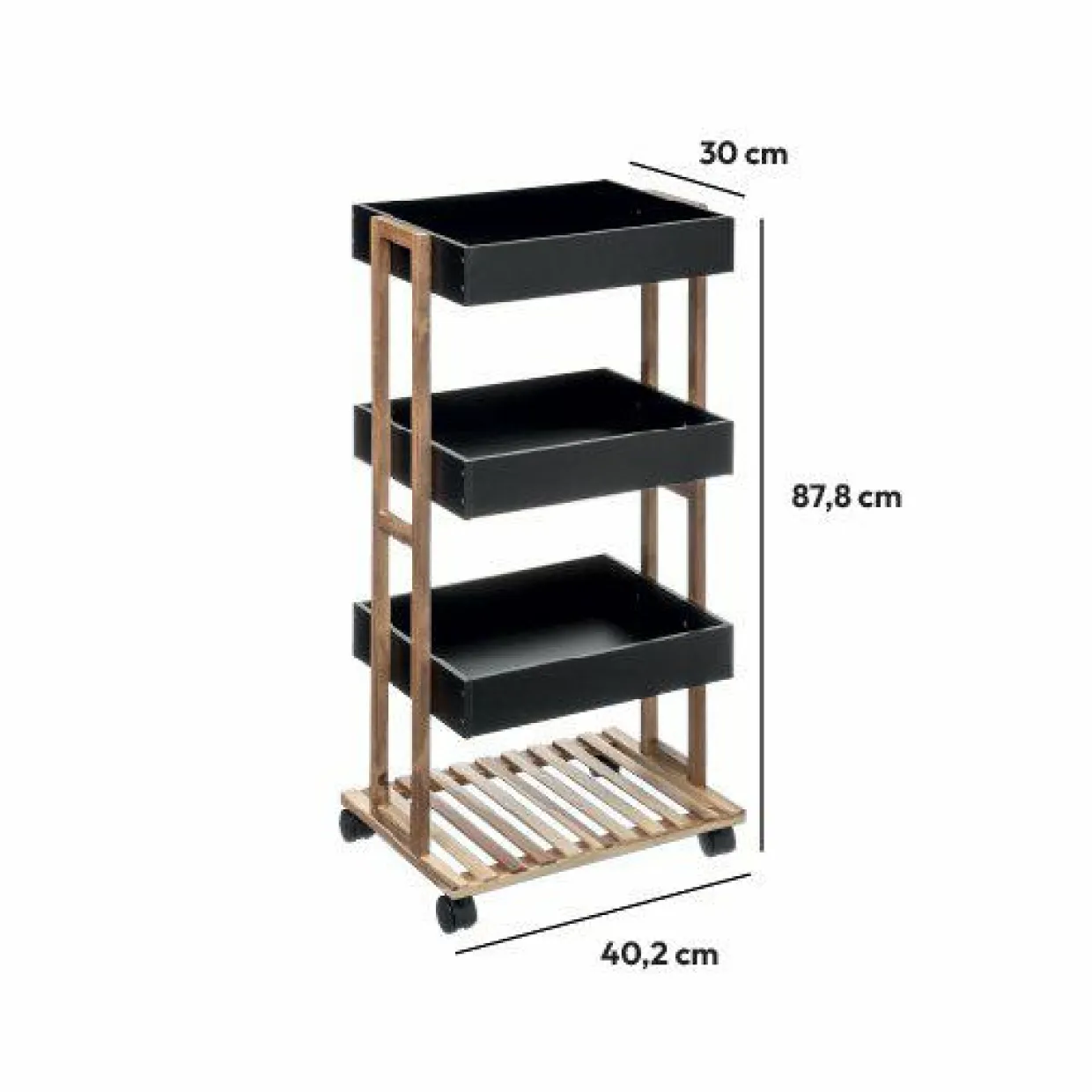 Desserte de cuisine 4 niveaux (H88 cm) Natureo Noir