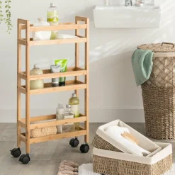Desserte 3 niveaux bambou (H74,5 cm) Pia Naturel