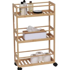 Desserte à roulettes 3 niveaux bambou (H75 cm) Harmonie Naturel